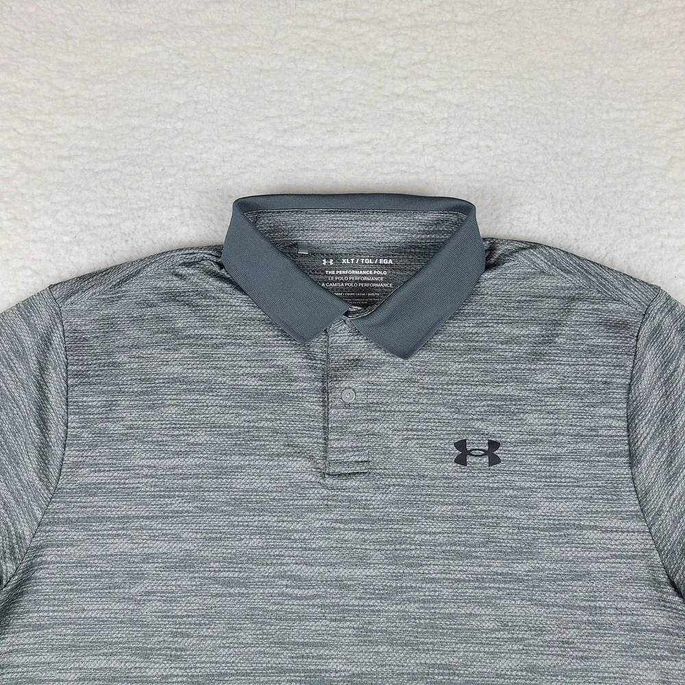 Under Armour Polo Shirt Mens XLT XL Tall Gray Heathered The Performance Loose